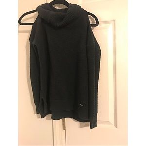 Cowl neck  cold shoulder sweater